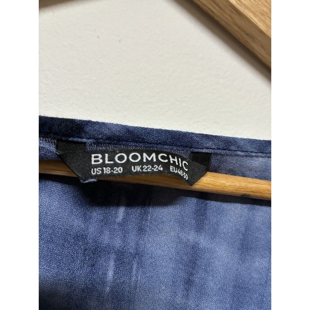 Bloom Chic Blue Tie Dye Linen Blend Blouse Size 18-20 Boho Coastal - Picture 5 of 11
